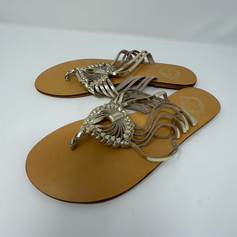 Ecote Gold Leather Strappy Sandals Women’s Sz 6 Boho Urban Outfit